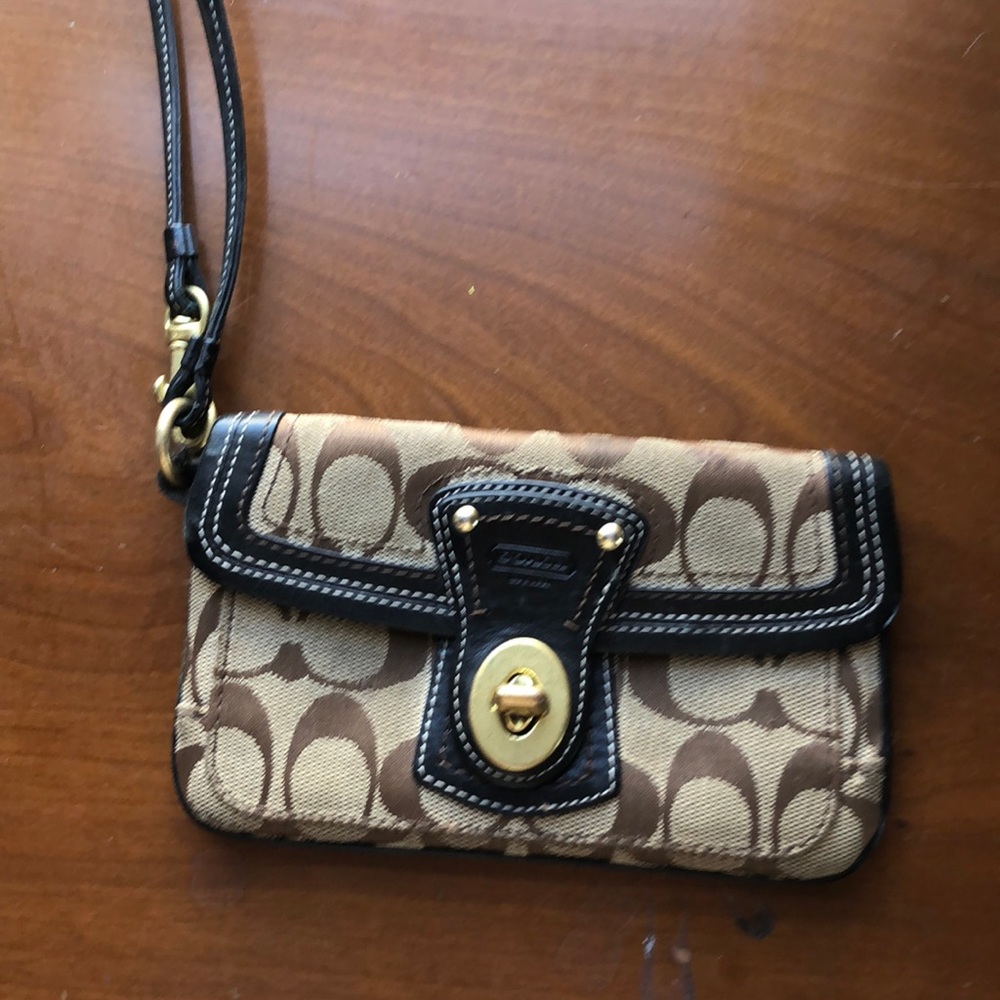 Brown coach wristlet